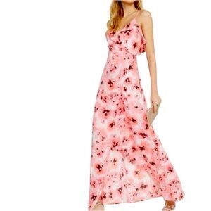 NWT Express Floral Maxi Dress Wrap Ruffle Pink Fairy Whimsy Feminine Romantic 14